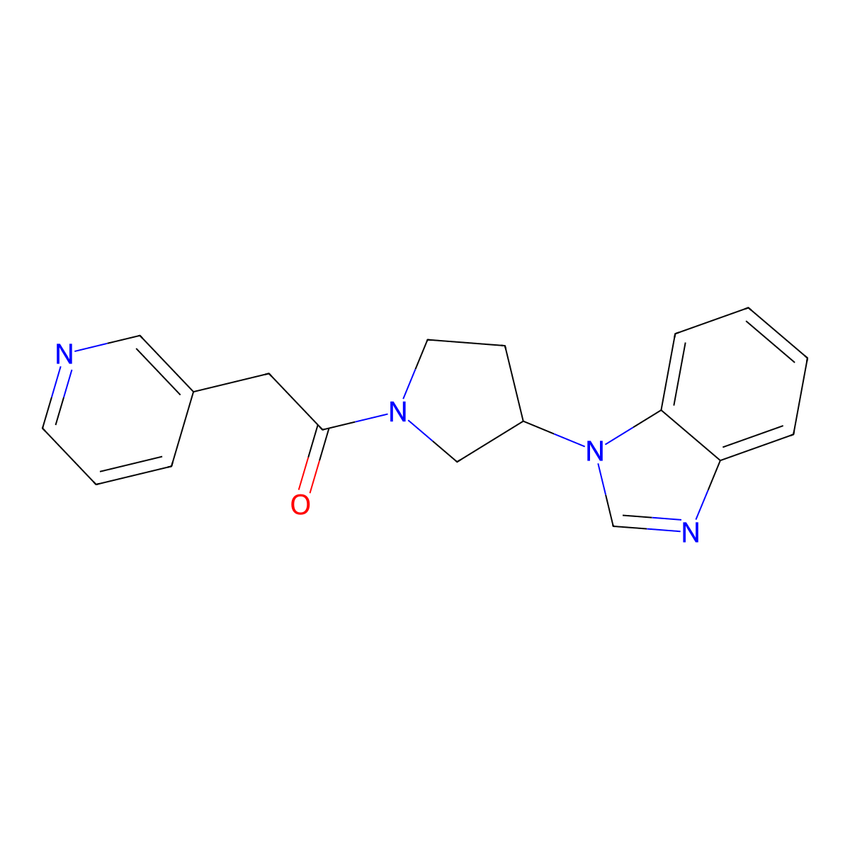 1-(3-(1H-benzo[d]imidazol-1-yl)pyrrolidin-1-yl)-2-(pyridin-3-yl)ethanone molecular structure, CAS 2034384-01-3