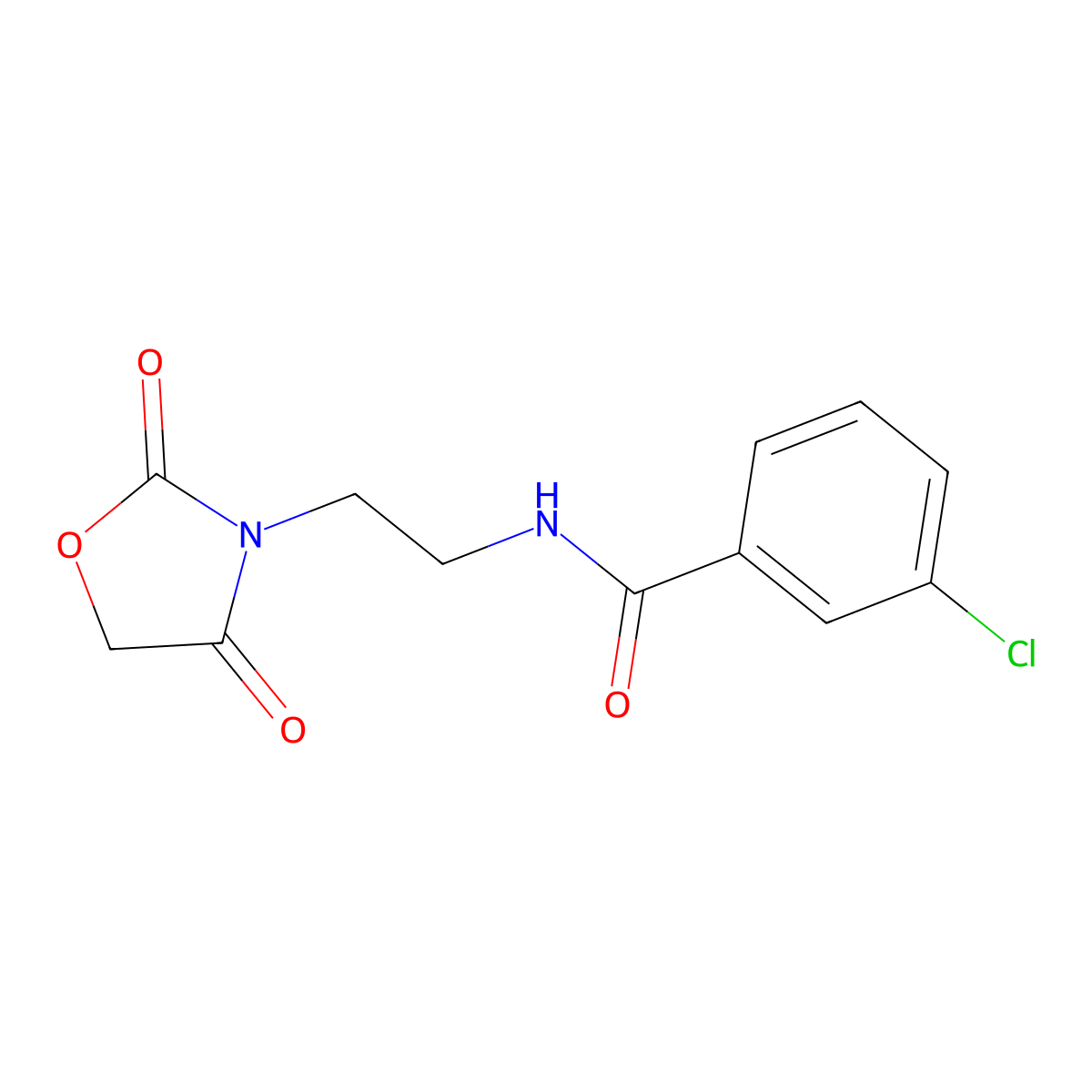 3-chloro-N-(2-(2,4-dioxooxazolidin-3-yl)ethyl)benzamide molecular structure, CAS 2034384-02-4