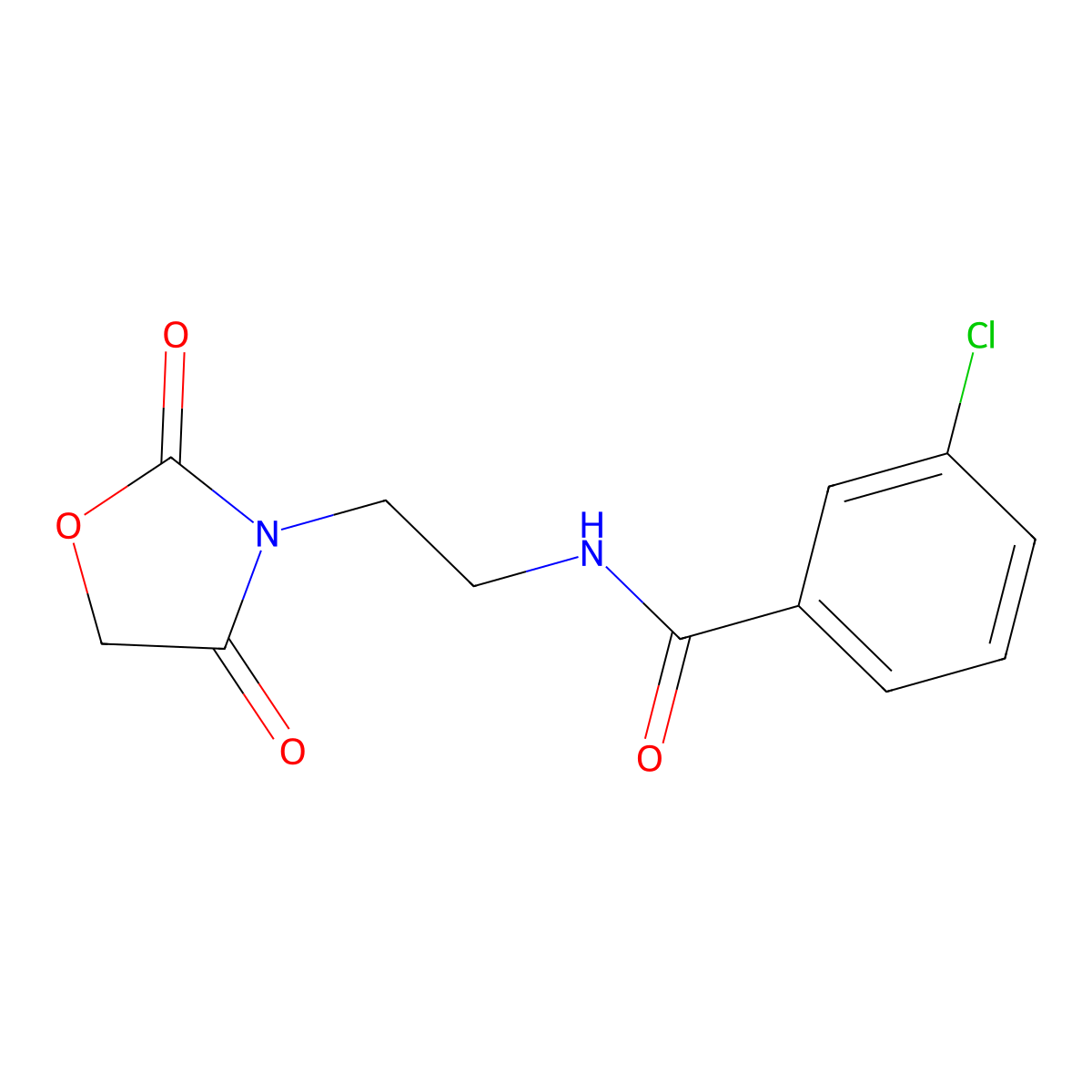 3-chloro-N-(2-(2,4-dioxooxazolidin-3-yl)ethyl)benzamide molecular structure, CAS 2034384-02-4