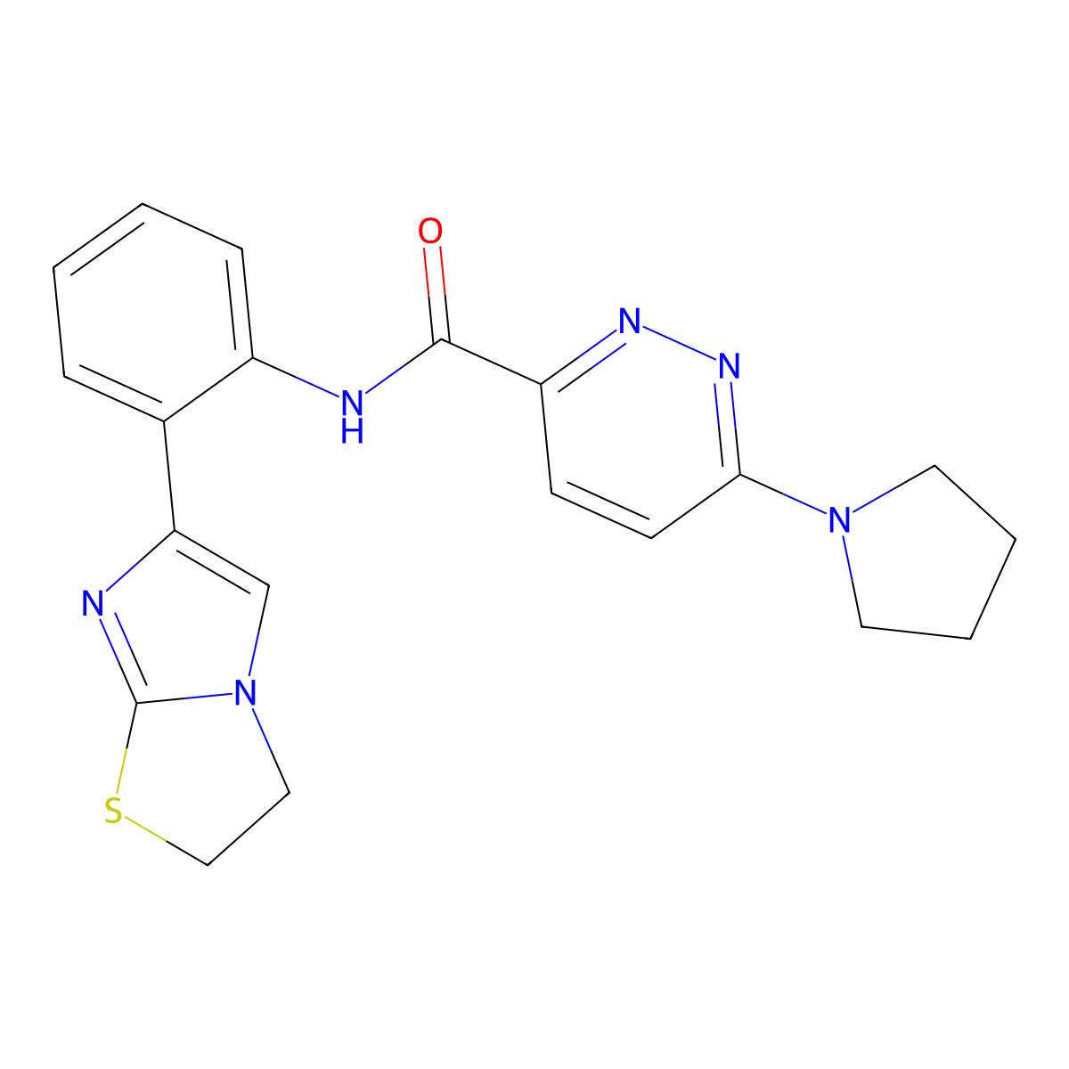 N-(2-(2,3-dihydroimidazo[2,1-b]thiazol-6-yl)phenyl)-6-(pyrrolidin-1-yl)pyridazine-3-carboxamide molecular structure, CAS 2034384-15-9