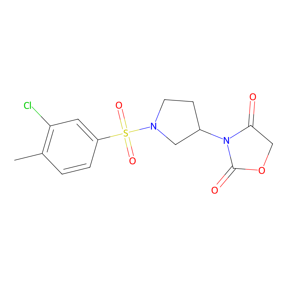 3-(1-((3-Chloro-4-methylphenyl)sulfonyl)pyrrolidin-3-yl)oxazolidine-2,4-dione molecular structure, CAS 2034384-17-1