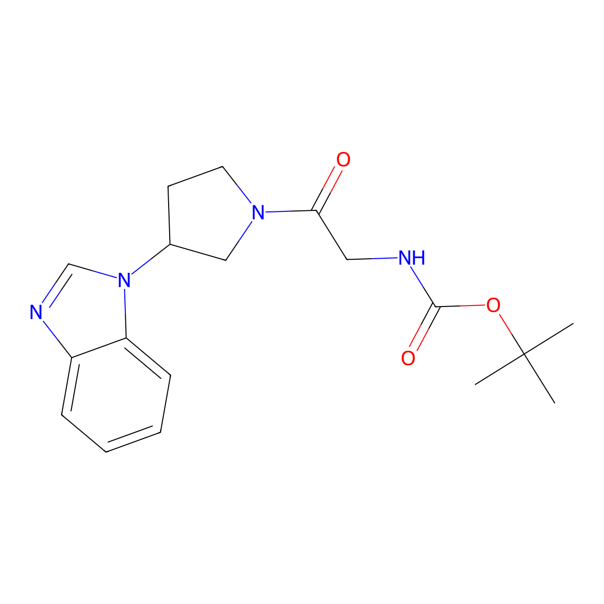 tert-butyl (2-(3-(1H-benzo[d]imidazol-1-yl)pyrrolidin-1-yl)-2-oxoethyl)carbamate molecular structure, CAS 2034384-19-3