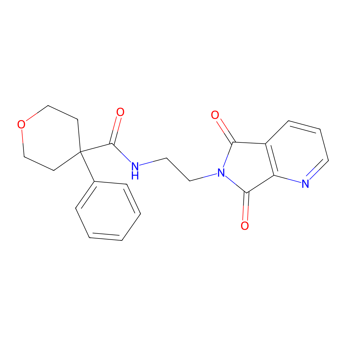 N-(2-(5,7-dioxo-5H-pyrrolo[3,4-b]pyridin-6(7H)-yl)ethyl)-4-phenyltetrahydro-2H-pyran-4-carboxamide molecular structure, CAS 2034384-24-0