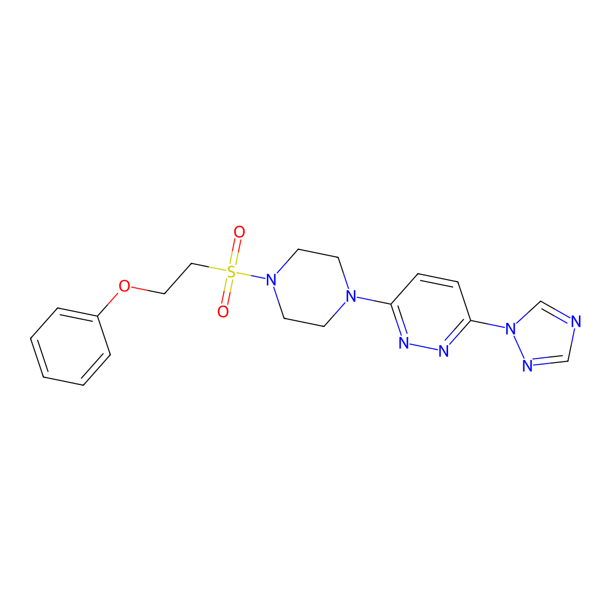 3-(4-((2-phenoxyethyl)sulfonyl)piperazin-1-yl)-6-(1H-1,2,4-triazol-1-yl)pyridazine molecular structure, CAS 2034384-26-2