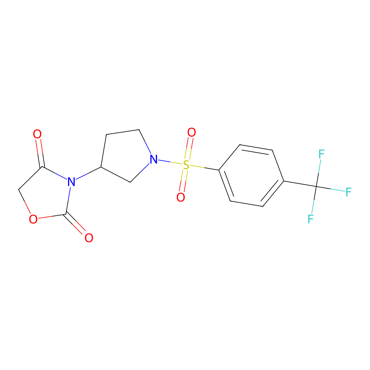 3-(1-((4-(Trifluoromethyl)phenyl)sulfonyl)pyrrolidin-3-yl)oxazolidine-2,4-dione molecular structure, CAS 2034384-28-4