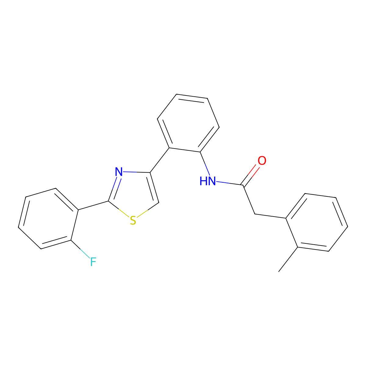 N-(2-(2-(2-fluorophenyl)thiazol-4-yl)phenyl)-2-(o-tolyl)acetamide molecular structure, CAS 2034384-30-8
