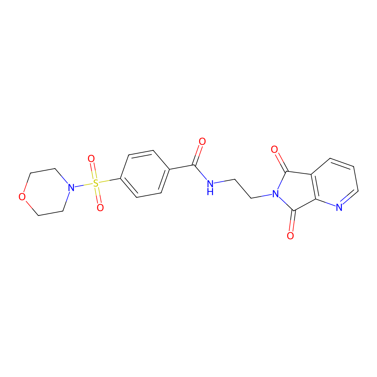N-(2-(5,7-dioxo-5H-pyrrolo[3,4-b]pyridin-6(7H)-yl)ethyl)-4-(morpholinosulfonyl)benzamide molecular structure, CAS 2034384-33-1