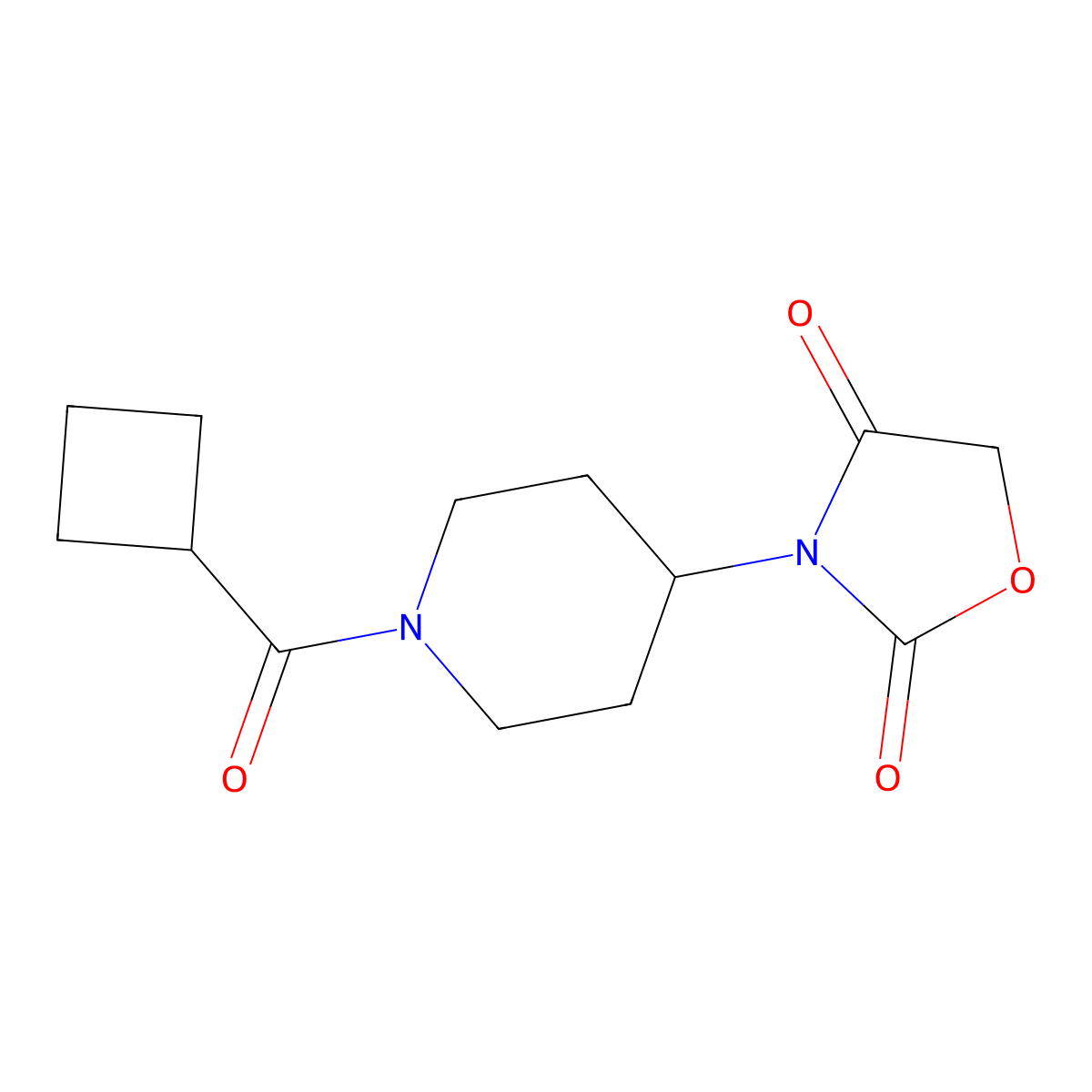 3-(1-(Cyclobutanecarbonyl)piperidin-4-yl)oxazolidine-2,4-dione molecular structure, CAS 2034384-36-4