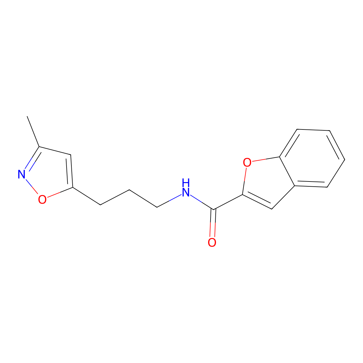 N-(3-(3-methylisoxazol-5-yl)propyl)benzofuran-2-carboxamide molecular structure, CAS 2034384-37-5