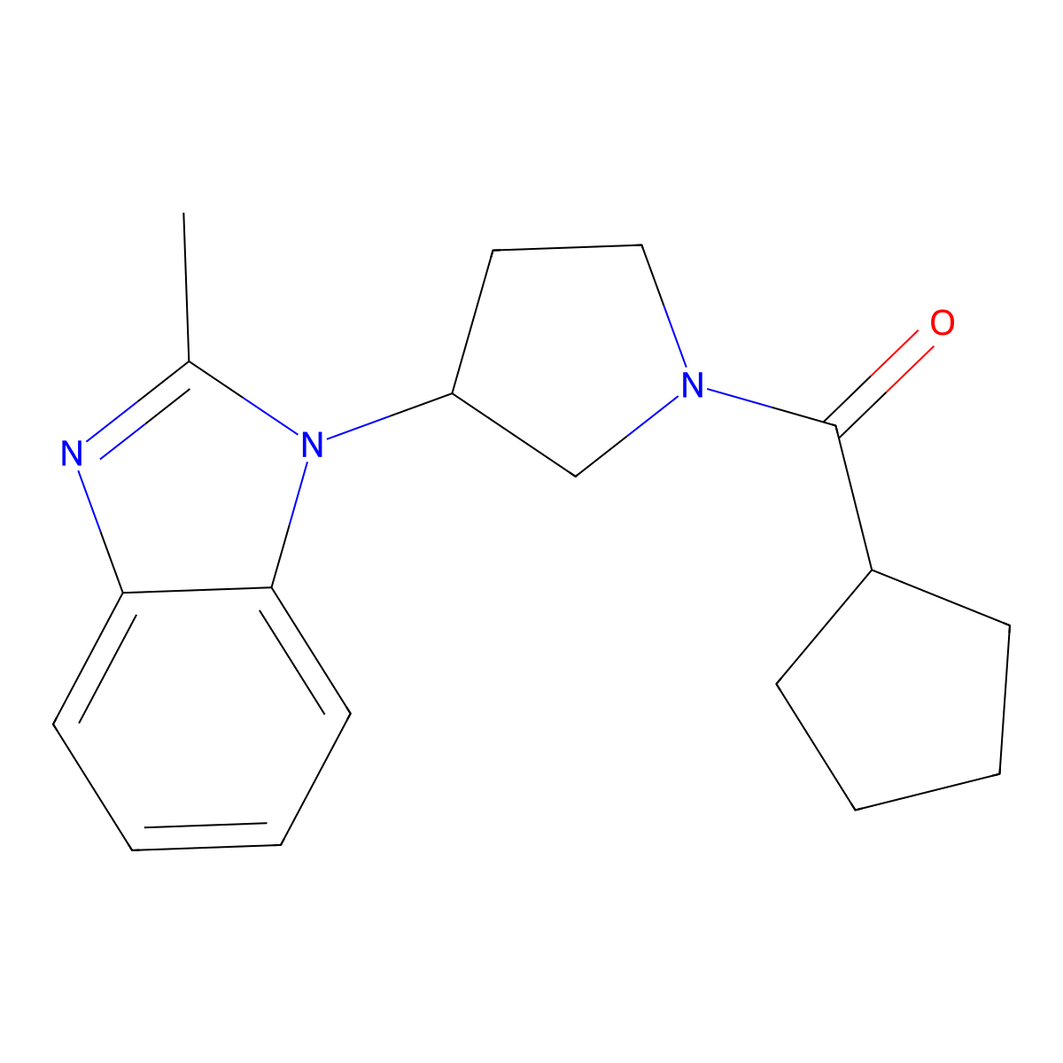 cyclopentyl(3-(2-methyl-1H-benzo[d]imidazol-1-yl)pyrrolidin-1-yl)methanone molecular structure, CAS 2034384-43-3