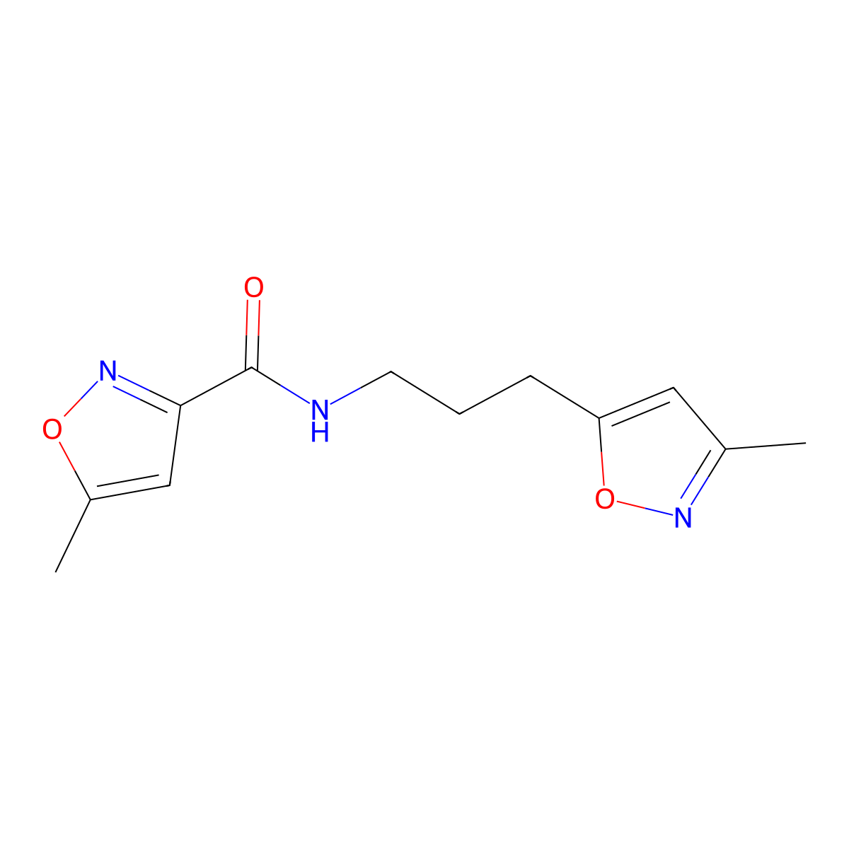 5-methyl-N-(3-(3-methylisoxazol-5-yl)propyl)isoxazole-3-carboxamide molecular structure, CAS 2034384-47-7