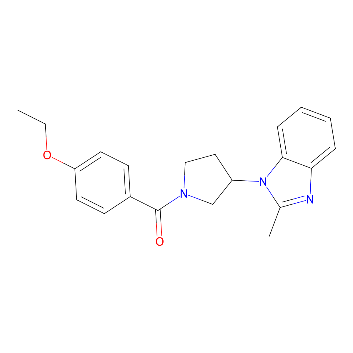 (4-ethoxyphenyl)(3-(2-methyl-1H-benzo[d]imidazol-1-yl)pyrrolidin-1-yl)methanone molecular structure, CAS 2034384-52-4