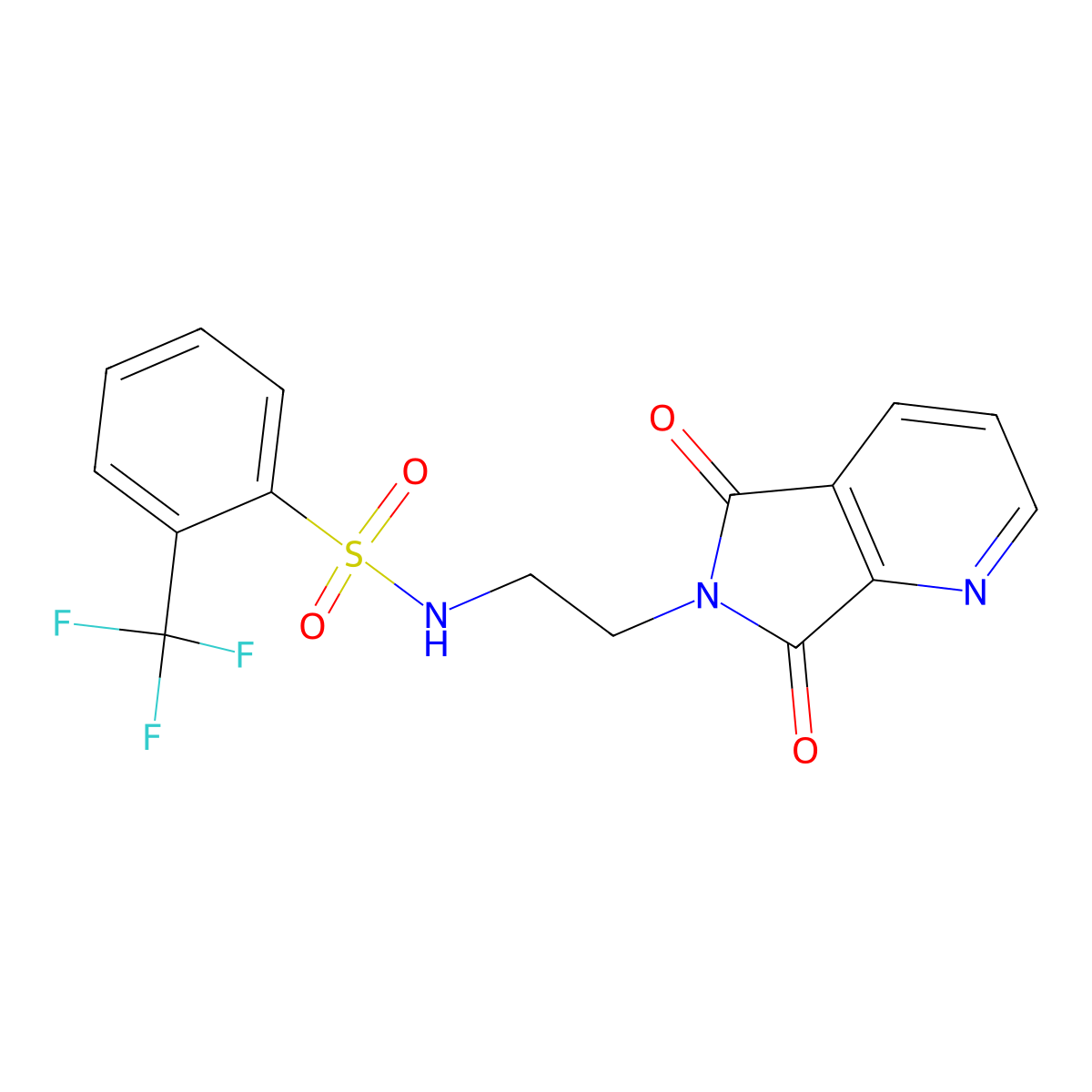 N-(2-(5,7-dioxo-5H-pyrrolo[3,4-b]pyridin-6(7H)-yl)ethyl)-2-(trifluoromethyl)benzenesulfonamide molecular structure, CAS 2034384-55-7