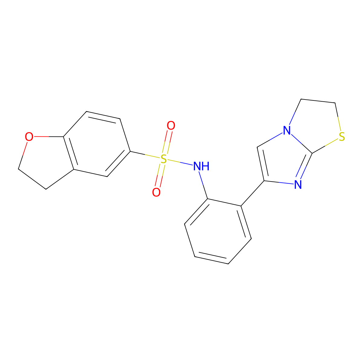 N-(2-(2,3-dihydroimidazo[2,1-b]thiazol-6-yl)phenyl)-2,3-dihydrobenzofuran-5-sulfonamide molecular structure, CAS 2034384-58-0