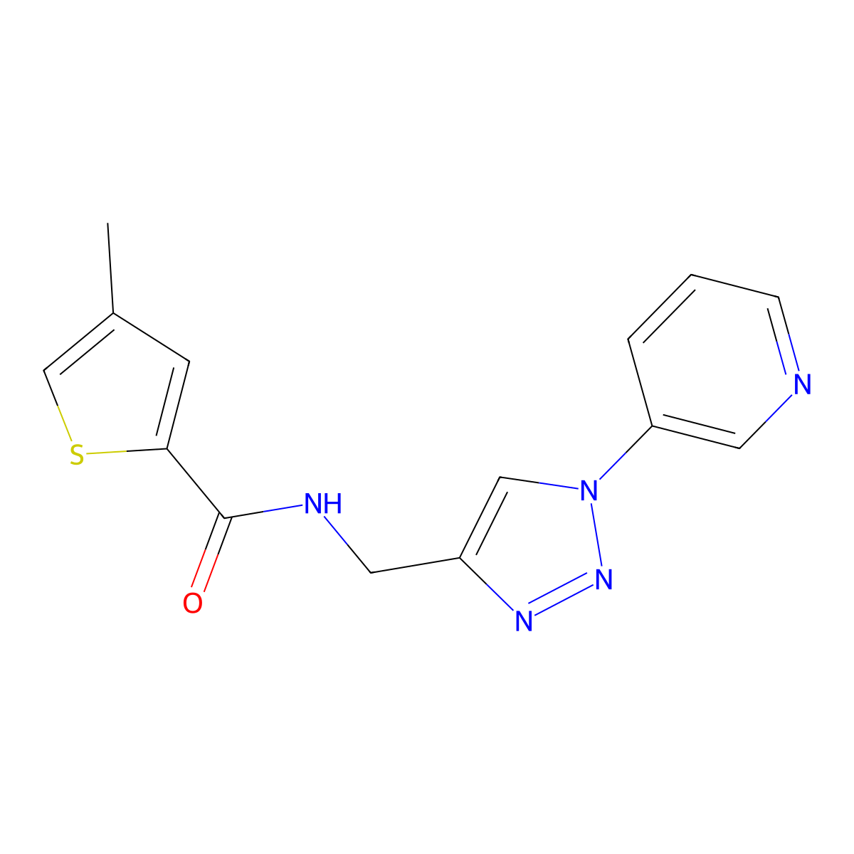 4-methyl-N-((1-(pyridin-3-yl)-1H-1,2,3-triazol-4-yl)methyl)thiophene-2-carboxamide molecular structure, CAS 2034384-60-4