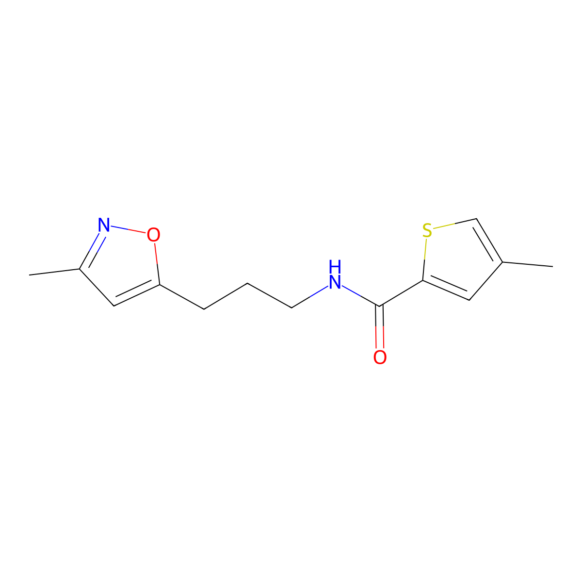 4-methyl-N-(3-(3-methylisoxazol-5-yl)propyl)thiophene-2-carboxamide molecular structure, CAS 2034384-68-2