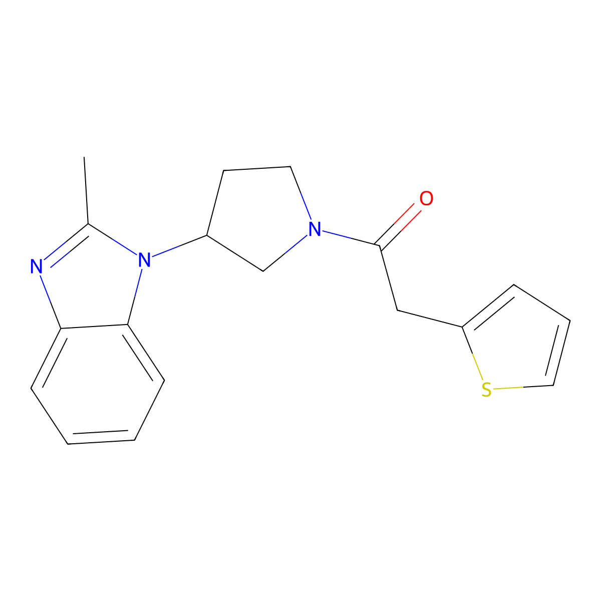 1-(3-(2-methyl-1H-benzo[d]imidazol-1-yl)pyrrolidin-1-yl)-2-(thiophen-2-yl)ethanone molecular structure, CAS 2034384-72-8