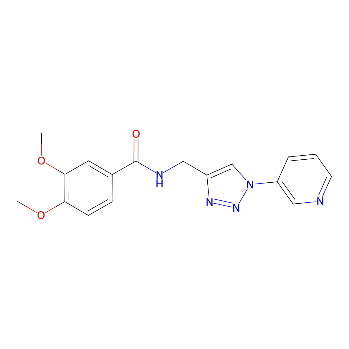 3,4-dimethoxy-N-((1-(pyridin-3-yl)-1H-1,2,3-triazol-4-yl)methyl)benzamide molecular structure, CAS 2034384-76-2