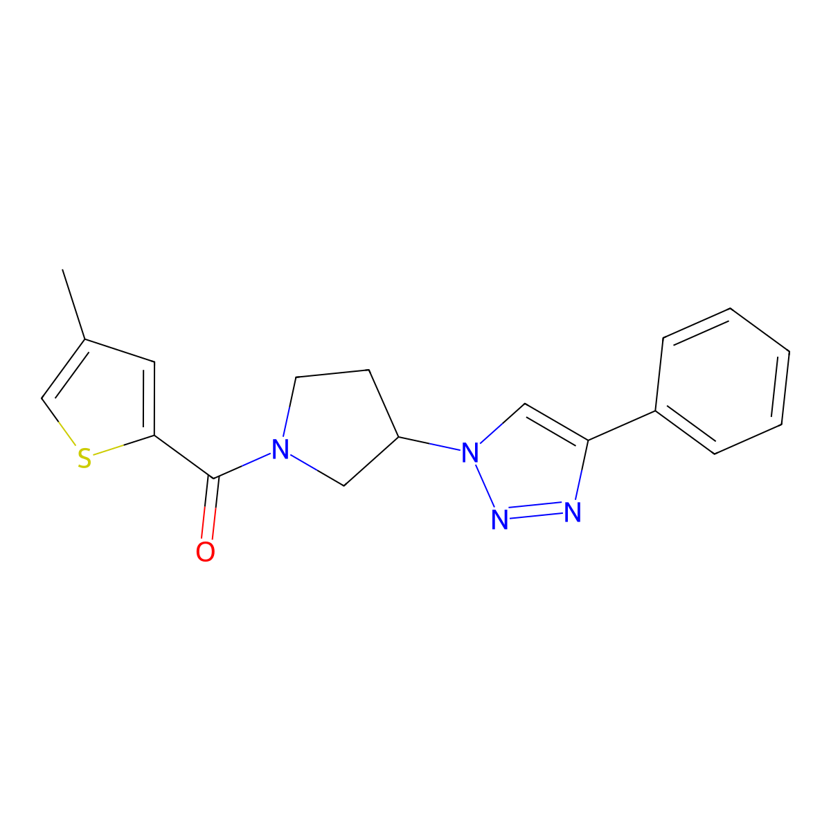 (4-methylthiophen-2-yl)(3-(4-phenyl-1H-1,2,3-triazol-1-yl)pyrrolidin-1-yl)methanone molecular structure, CAS 2034384-79-5