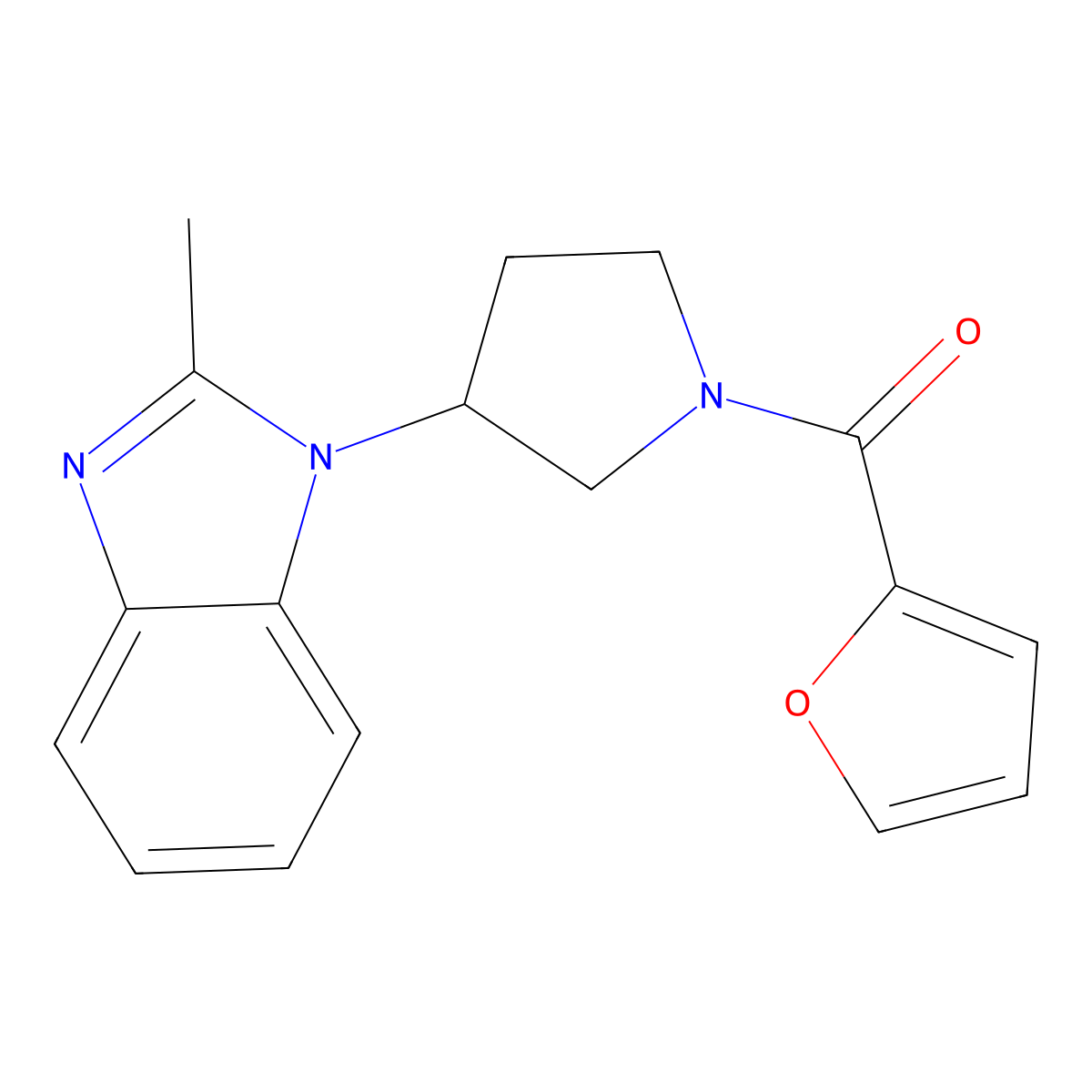 furan-2-yl(3-(2-methyl-1H-benzo[d]imidazol-1-yl)pyrrolidin-1-yl)methanone molecular structure, CAS 2034384-83-1