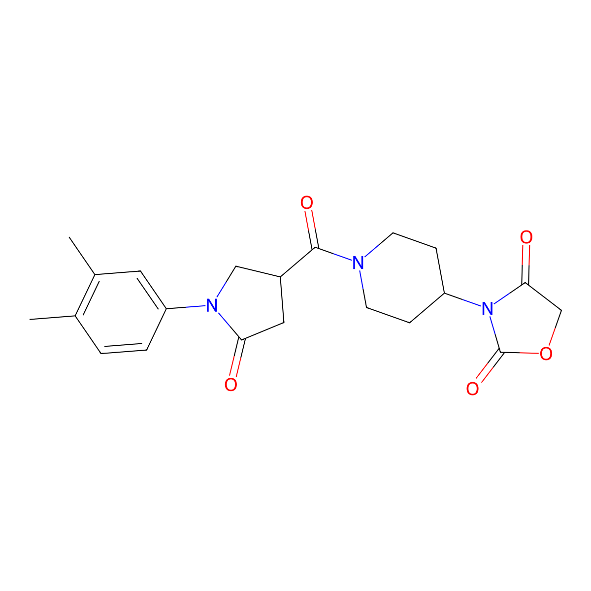 3-(1-(1-(3,4-Dimethylphenyl)-5-oxopyrrolidine-3-carbonyl)piperidin-4-yl)oxazolidine-2,4-dione molecular structure, CAS 2034384-92-2