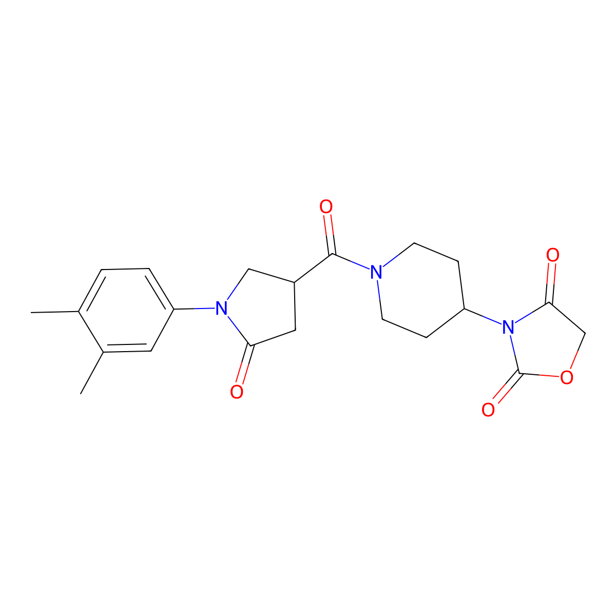 3-(1-(1-(3,4-Dimethylphenyl)-5-oxopyrrolidine-3-carbonyl)piperidin-4-yl)oxazolidine-2,4-dione molecular structure, CAS 2034384-92-2