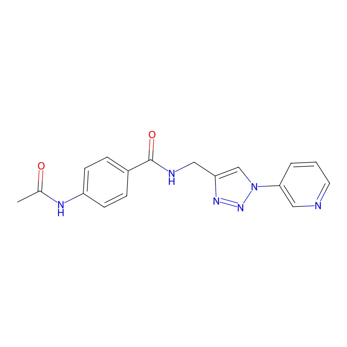4-acetamido-N-{[1-(pyridin-3-yl)-1H-1,2,3-triazol-4-yl]methyl}benzamide molecular structure, CAS 2034384-95-5