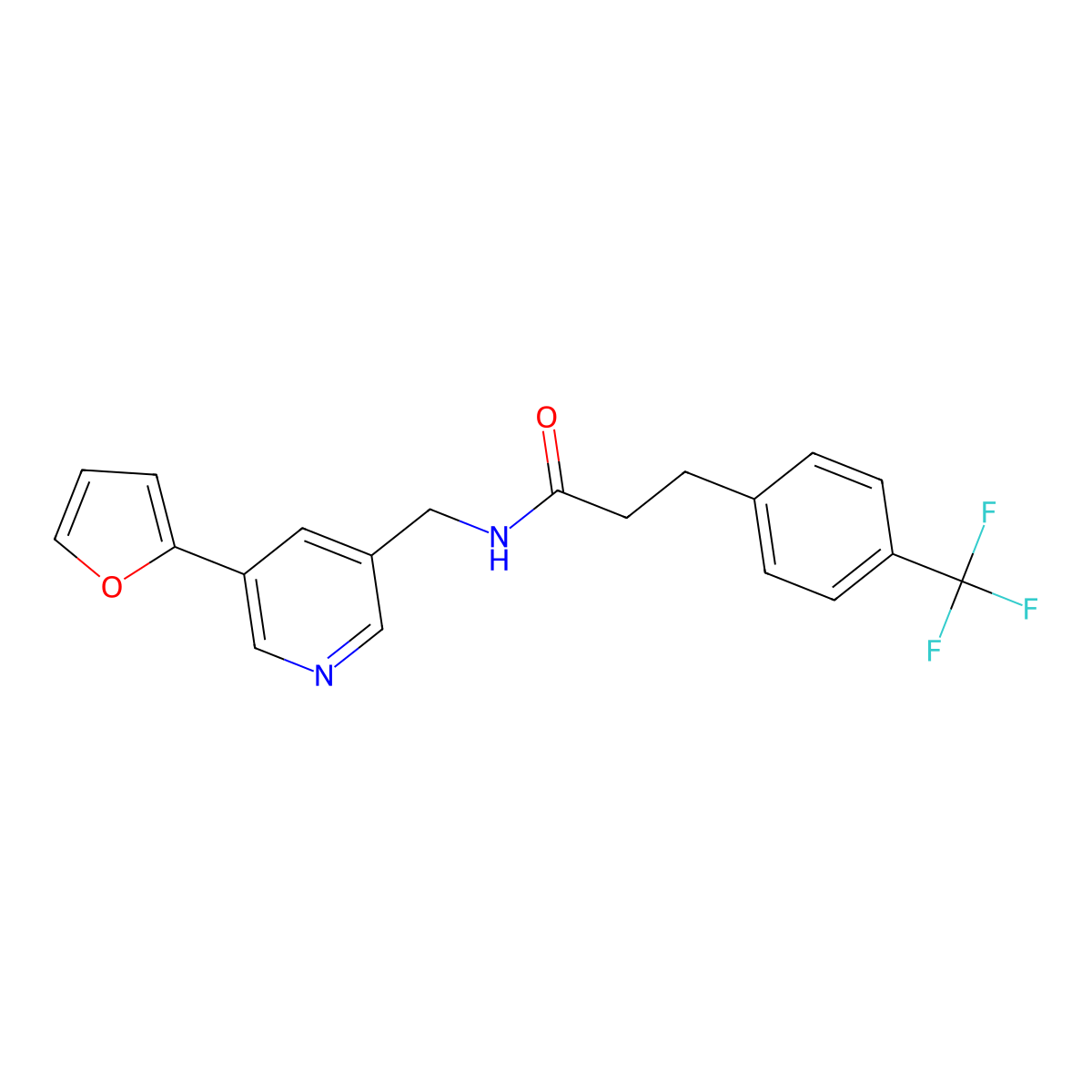 N-{[5-(furan-2-yl)pyridin-3-yl]methyl}-3-[4-(trifluoromethyl)phenyl]propanamide molecular structure, CAS 2034384-98-8