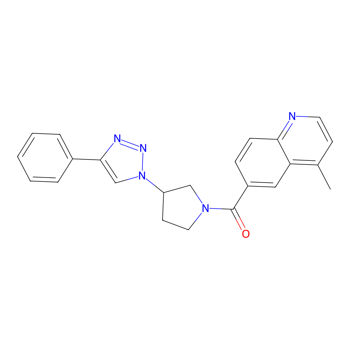 (4-methylquinolin-6-yl)(3-(4-phenyl-1H-1,2,3-triazol-1-yl)pyrrolidin-1-yl)methanone molecular structure, CAS 2034384-99-9
