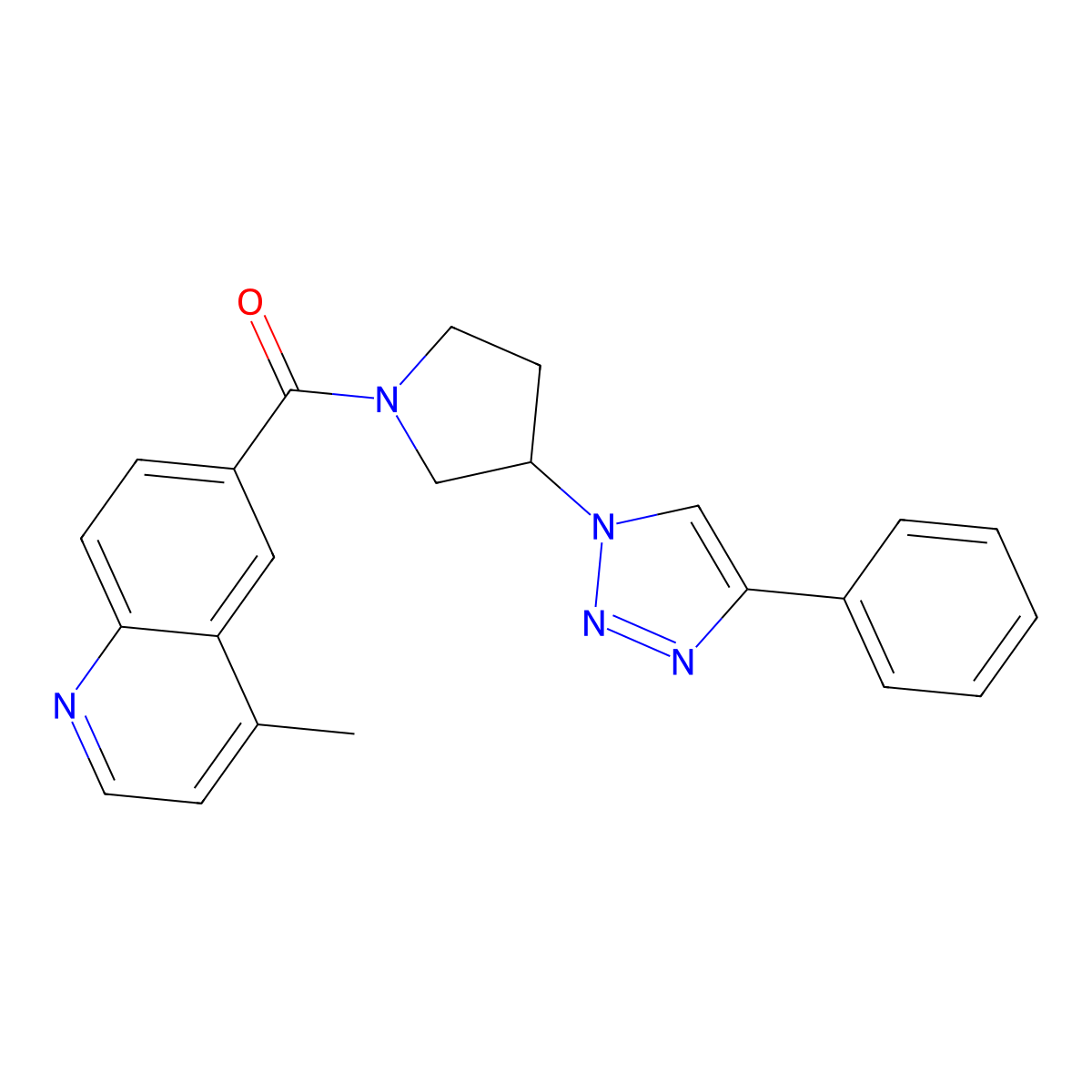 (4-methylquinolin-6-yl)(3-(4-phenyl-1H-1,2,3-triazol-1-yl)pyrrolidin-1-yl)methanone molecular structure, CAS 2034384-99-9