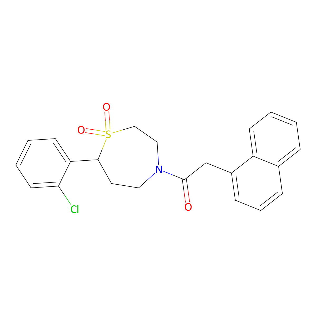 1-(7-(2-Chlorophenyl)-1,1-dioxido-1,4-thiazepan-4-yl)-2-(naphthalen-1-yl)ethanone molecular structure, CAS 2034385-00-5