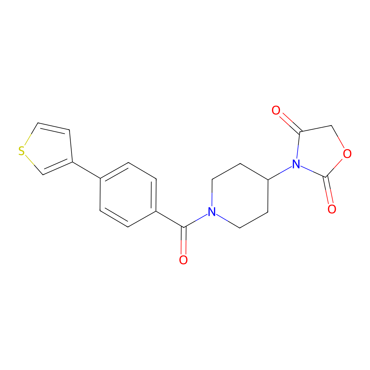 3-(1-(4-(Thiophen-3-yl)benzoyl)piperidin-4-yl)oxazolidine-2,4-dione molecular structure, CAS 2034385-02-7