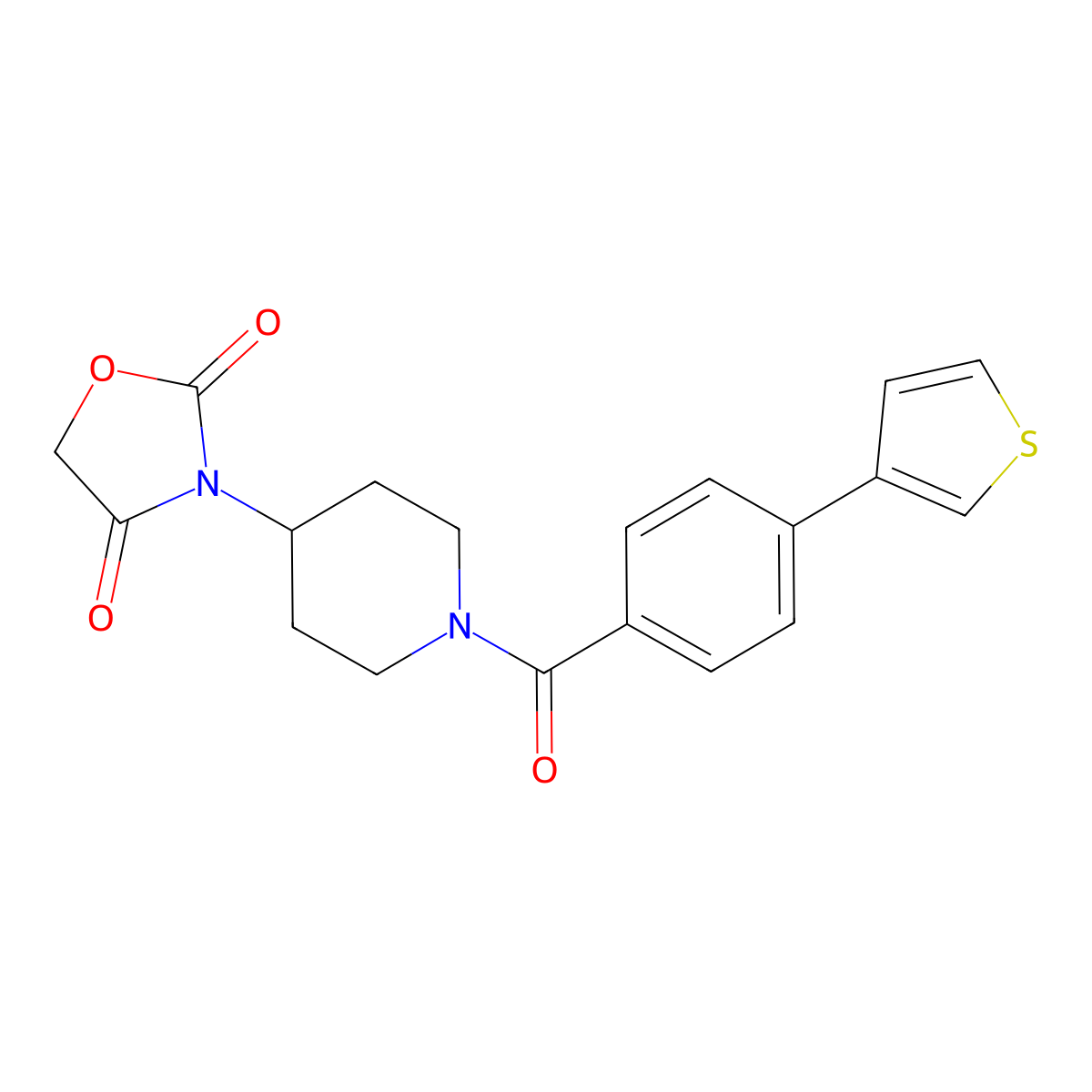 3-(1-(4-(Thiophen-3-yl)benzoyl)piperidin-4-yl)oxazolidine-2,4-dione molecular structure, CAS 2034385-02-7