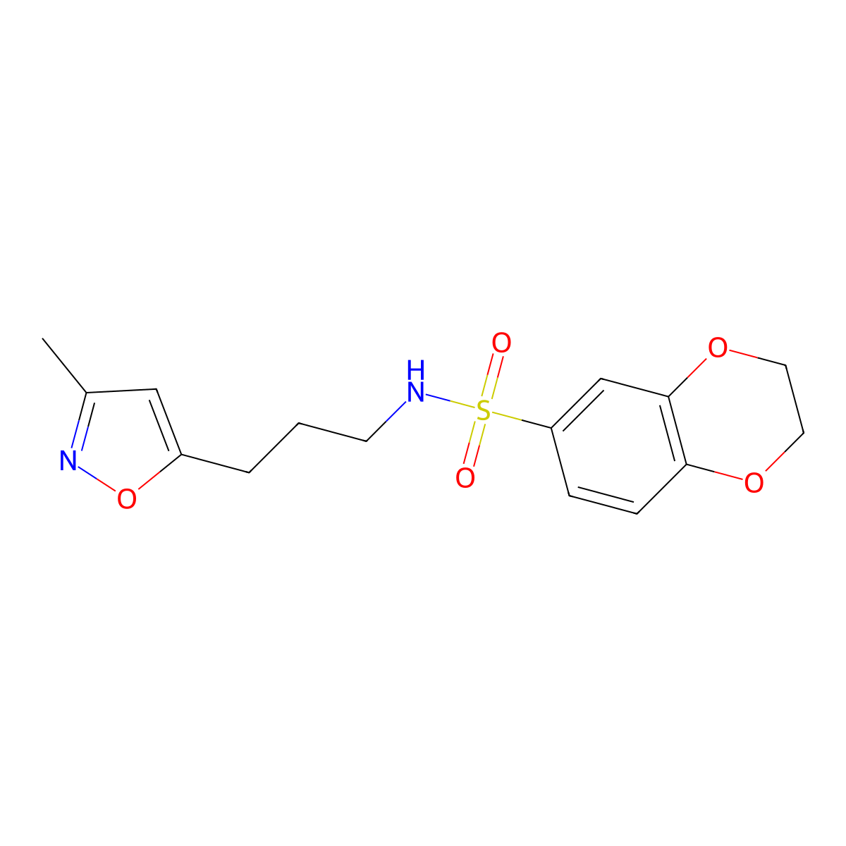 N-(3-(3-methylisoxazol-5-yl)propyl)-2,3-dihydrobenzo[b][1,4]dioxine-6-sulfonamide molecular structure, CAS 2034385-05-0