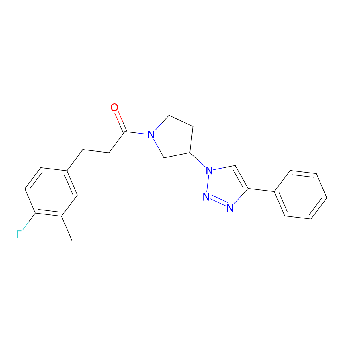 3-(4-fluoro-3-methylphenyl)-1-(3-(4-phenyl-1H-1,2,3-triazol-1-yl)pyrrolidin-1-yl)propan-1-one molecular structure, CAS 2034385-06-1