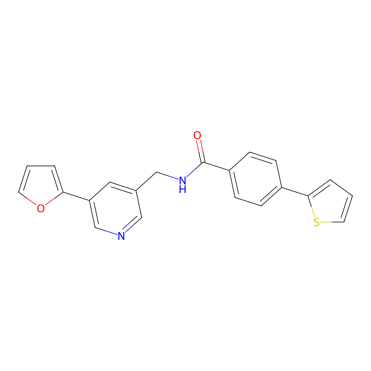 N-((5-(furan-2-yl)pyridin-3-yl)methyl)-4-(thiophen-2-yl)benzamide molecular structure, CAS 2034385-12-9