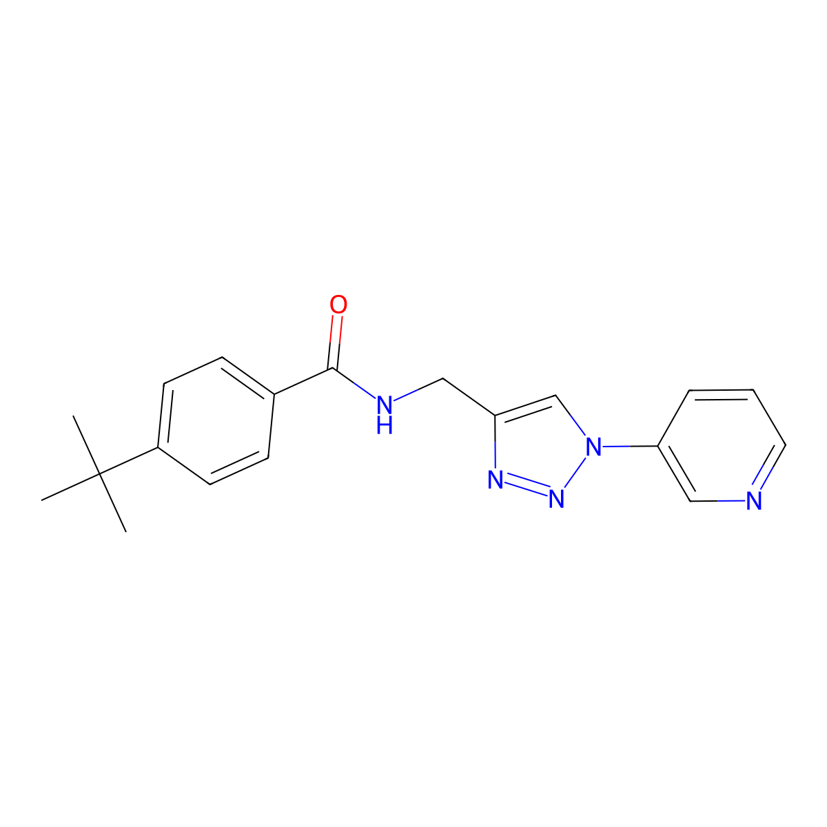 4-(tert-butyl)-N-((1-(pyridin-3-yl)-1H-1,2,3-triazol-4-yl)methyl)benzamide molecular structure, CAS 2034385-18-5