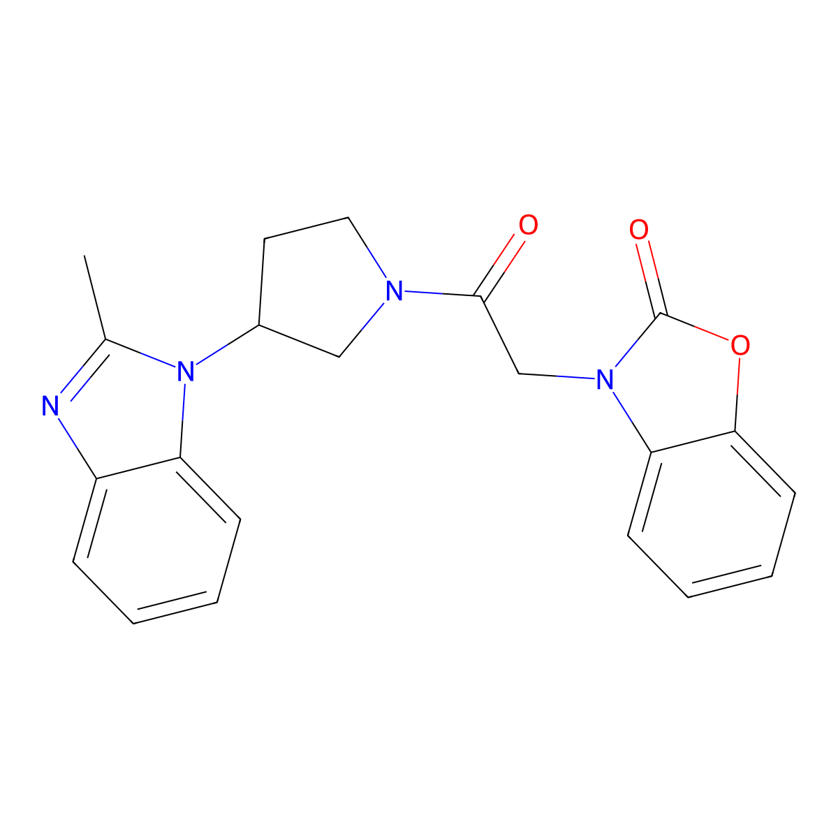 3-(2-(3-(2-methyl-1H-benzo[d]imidazol-1-yl)pyrrolidin-1-yl)-2-oxoethyl)benzo[d]oxazol-2(3H)-one molecular structure, CAS 2034385-19-6
