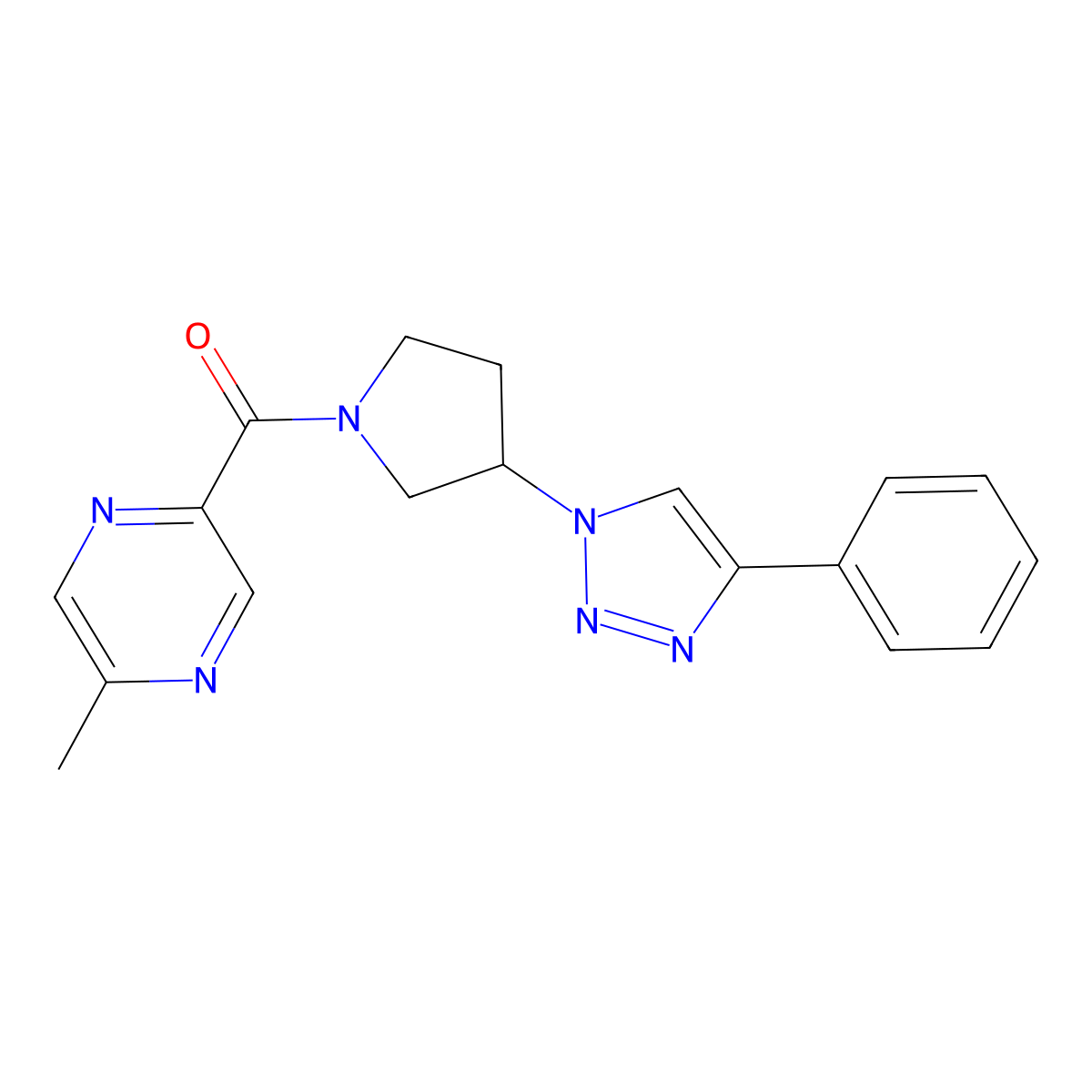 (5-methylpyrazin-2-yl)(3-(4-phenyl-1H-1,2,3-triazol-1-yl)pyrrolidin-1-yl)methanone molecular structure, CAS 2034385-25-4