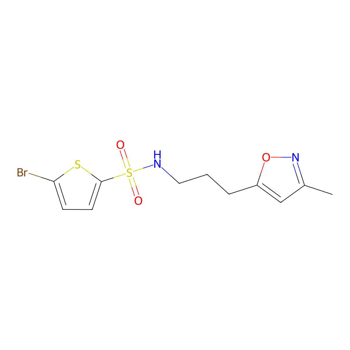 5-bromo-N-(3-(3-methylisoxazol-5-yl)propyl)thiophene-2-sulfonamide molecular structure, CAS 2034385-32-3