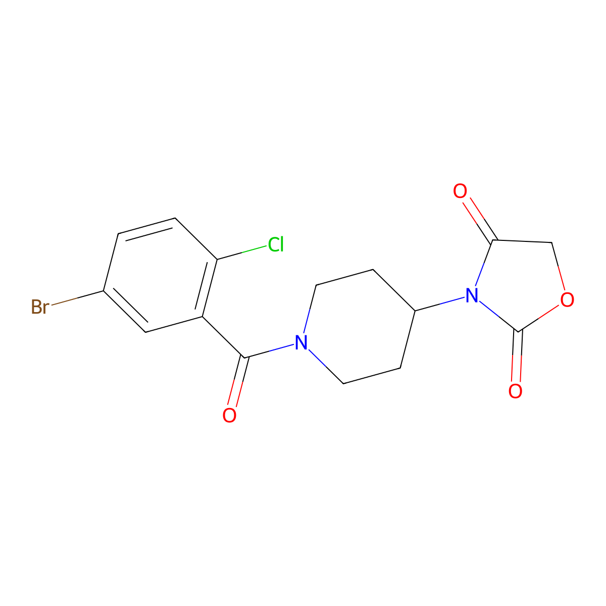 3-(1-(5-Bromo-2-chlorobenzoyl)piperidin-4-yl)oxazolidine-2,4-dione molecular structure, CAS 2034385-36-7