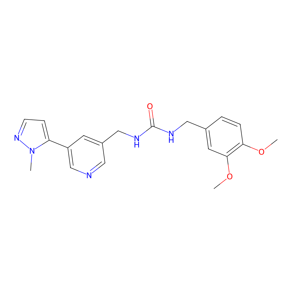 1-(3,4-dimethoxybenzyl)-3-((5-(1-methyl-1H-pyrazol-5-yl)pyridin-3-yl)methyl)urea molecular structure, CAS 2034385-40-3