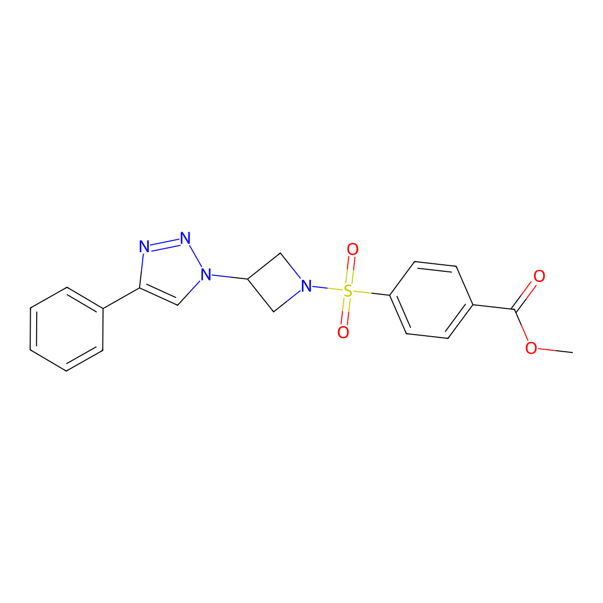 methyl 4-((3-(4-phenyl-1H-1,2,3-triazol-1-yl)azetidin-1-yl)sulfonyl)benzoate molecular structure, CAS 2034385-49-2