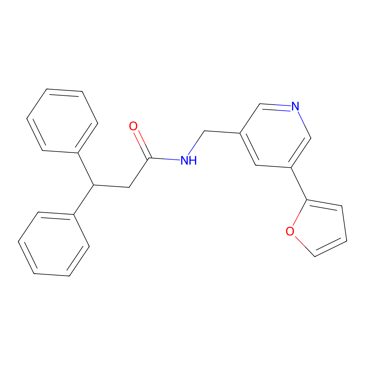 N-((5-(furan-2-yl)pyridin-3-yl)methyl)-3,3-diphenylpropanamide molecular structure, CAS 2034385-53-8