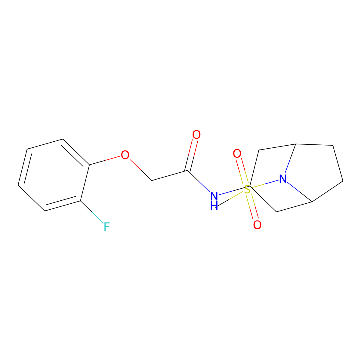 2-(2-fluorophenoxy)-N-(8-(methylsulfonyl)-8-azabicyclo[3.2.1]octan-3-yl)acetamide molecular structure, CAS 2034385-55-0