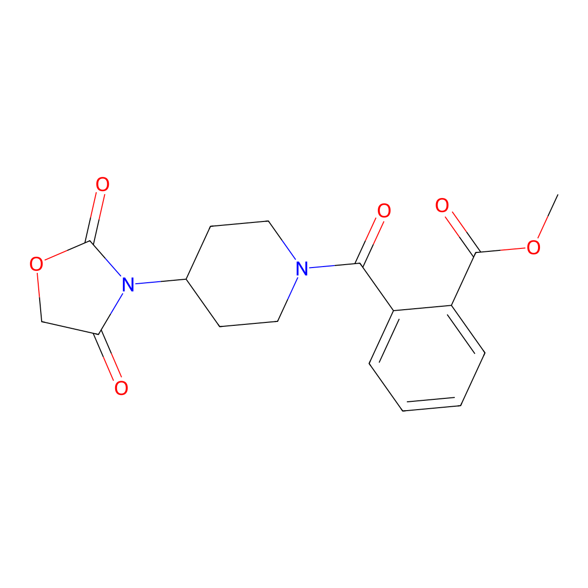 Methyl 2-(4-(2,4-dioxooxazolidin-3-yl)piperidine-1-carbonyl)benzoate molecular structure, CAS 2034385-62-9