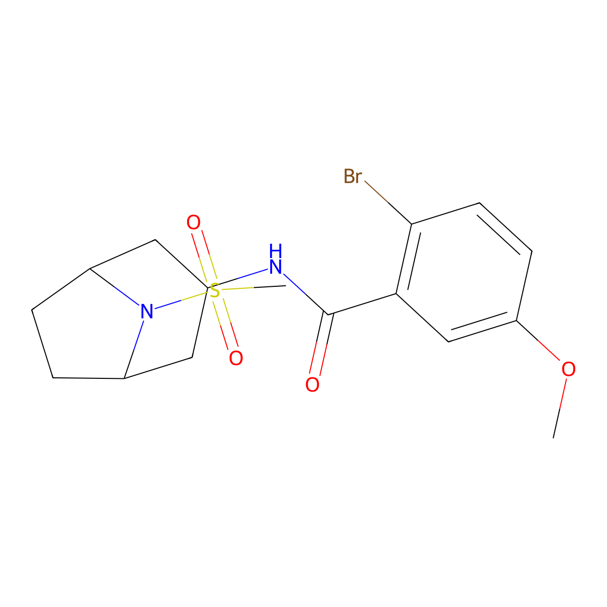 2-bromo-5-methoxy-N-(8-(methylsulfonyl)-8-azabicyclo[3.2.1]octan-3-yl)benzamide molecular structure, CAS 2034385-63-0