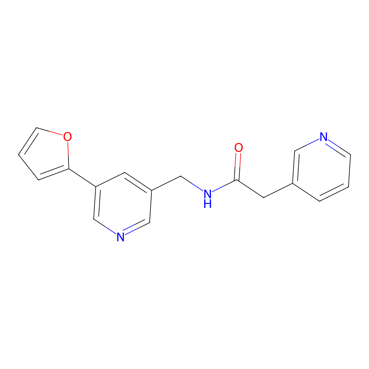 N-((5-(furan-2-yl)pyridin-3-yl)methyl)-2-(pyridin-3-yl)acetamide molecular structure, CAS 2034385-73-2