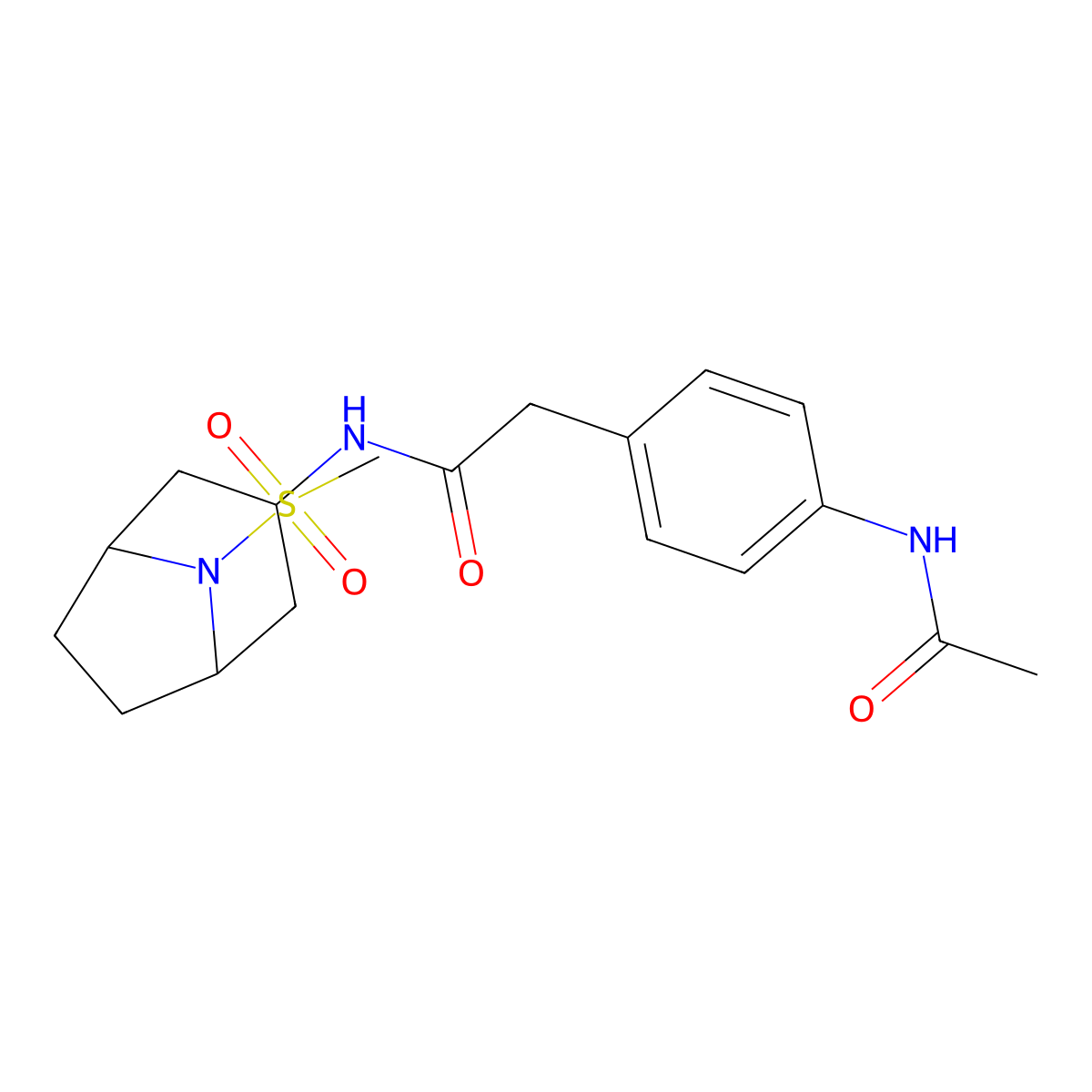 2-(4-acetamidophenyl)-N-(8-(methylsulfonyl)-8-azabicyclo[3.2.1]octan-3-yl)acetamide molecular structure, CAS 2034385-81-2