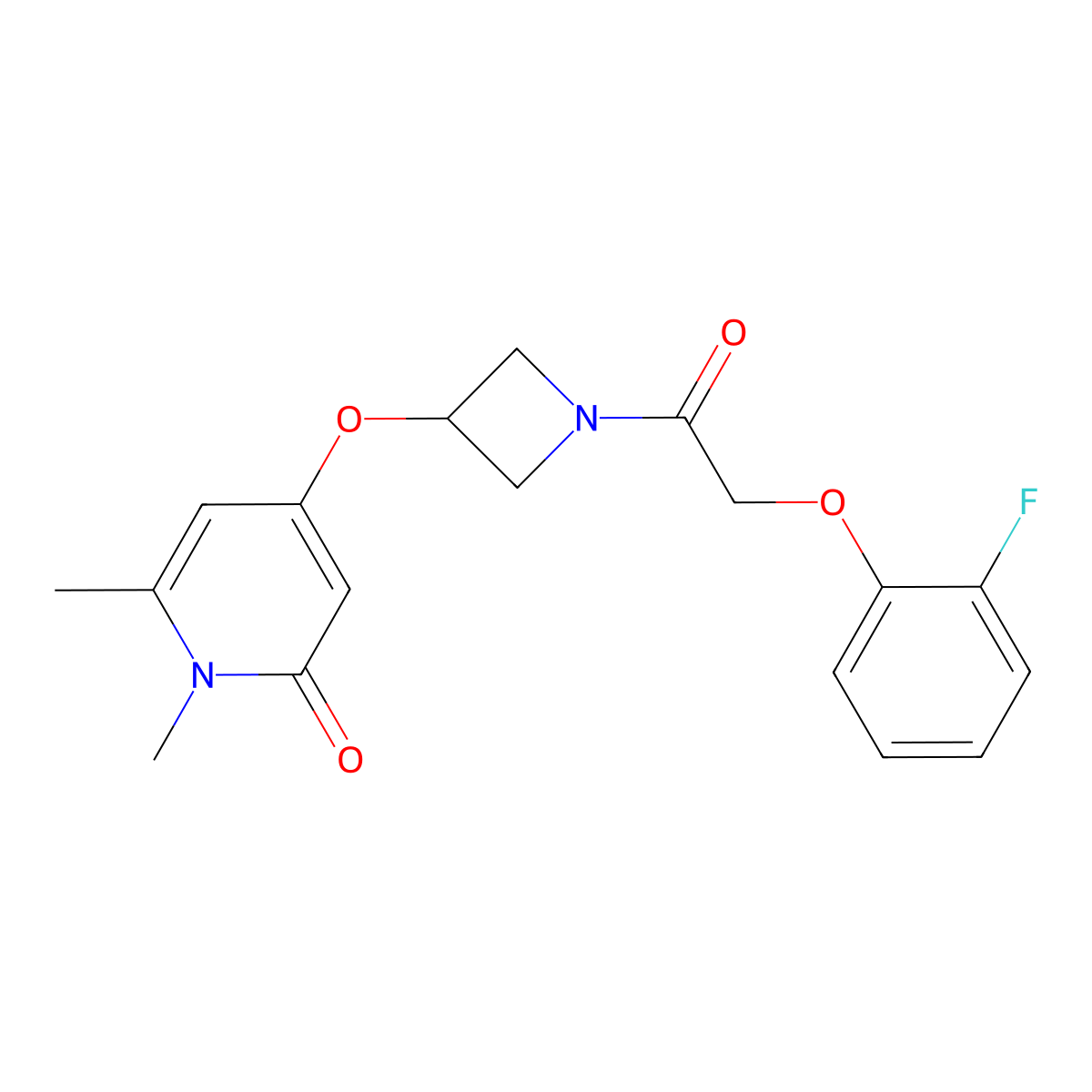 4-((1-(2-(2-fluorophenoxy)acetyl)azetidin-3-yl)oxy)-1,6-dimethylpyridin-2(1H)-one molecular structure, CAS 2034385-90-3